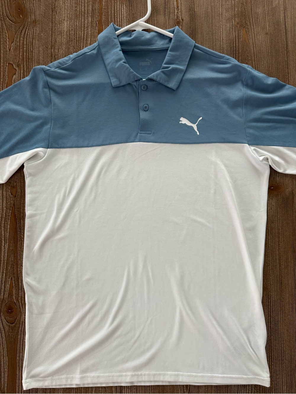 Puma Two-Tone Light Blue and White Men’s Polo Golf Size Medium